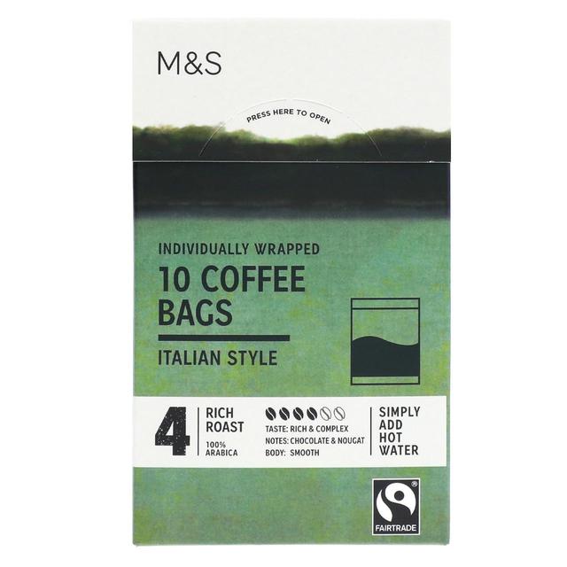 M & S 10 italienische Kaffeetaschen 75G