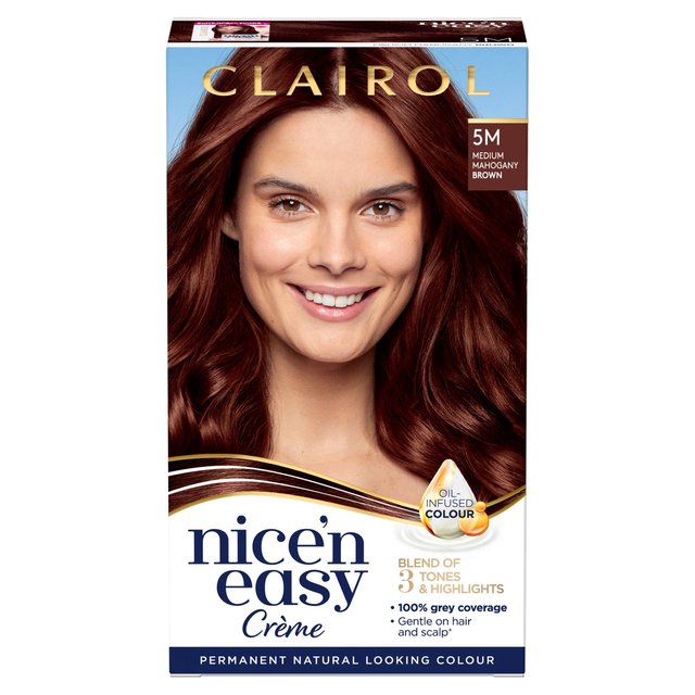 Clairol nice'n fácil cabello tinte 5m de caoba media marrón