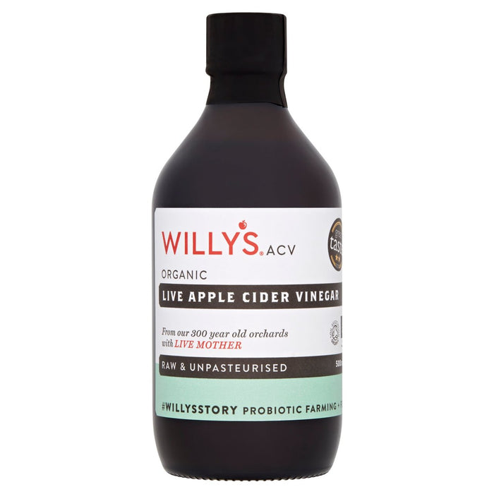 Vinaigre de cidre de pomme vivant biologique de Willy avec la mère 500 ml