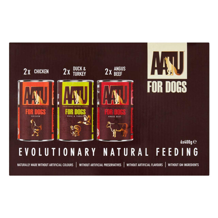 AATU Adult Dog Food Tins Wet Case mixte 6 x 400g