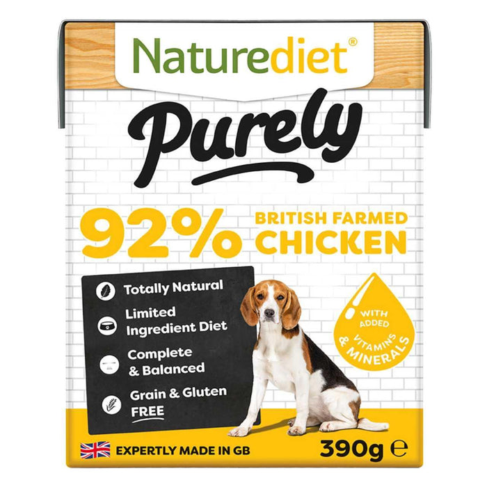 Naturediet puramente 92% Food de perro húmedo de pollo 18 x 390g
