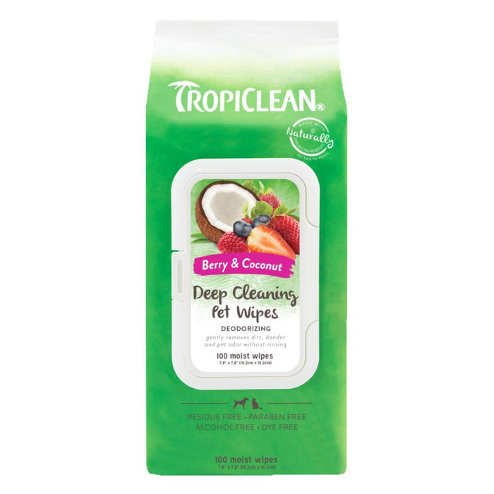 Toallitas de mascotas de limpieza profunda de Tropiclean 100 por paquete
