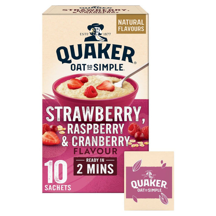 Quaker Oat tan simple fresa, frambuesa y arándano 10 x 33g